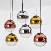 Gastor hanging light, globe light, pendant light chrome, gold, clear, coppery, Smoke-coloured, 6-light sources