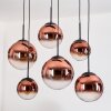Gastor hanging light, globe light, pendant light clear, coppery, 6-light sources