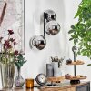 Gastor globe light, wall light chrome, Smoke-coloured, 3-light sources