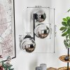 Gastor globe light, wall light chrome, Smoke-coloured, 3-light sources