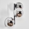 Gastor globe light, wall light chrome, Smoke-coloured, 3-light sources