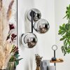 Gastor globe light, wall light chrome, Smoke-coloured, 3-light sources