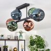 Ripoll ceiling light, globe light blue, green, coppery, 6-light sources
