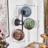 Koyoto globe light, wall light blue, green, coppery, 3-light sources