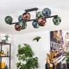 Ripoll ceiling light, globe light blue, green, coppery, 10-light sources