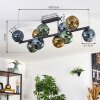 Ripoll ceiling light, globe light blue, gold, green, 10-light sources