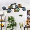 Koyoto ceiling light, globe light blue, gold, green, 10-light sources