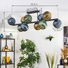 Koyoto ceiling light, globe light blue, gold, green, 10-light sources