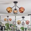 Ripoll ceiling light, globe light chrome, gold, coppery, Smoke-coloured, 3-light sources