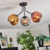 Ripoll ceiling light, globe light chrome, gold, coppery, Smoke-coloured, 3-light sources