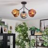 Ripoll ceiling light, globe light chrome, gold, coppery, Smoke-coloured, 3-light sources