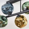 Ripoll ceiling light, globe light blue, gold, green, 6-light sources