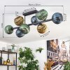 Koyoto ceiling light, globe light blue, gold, green, 8-light sources