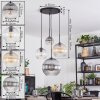 Koyoto hanging light, globe light, Cluster pendant lamp Amber, clear, Smoke-coloured, 4-light sources