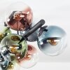 Gastor ceiling light, globe light blue, green, clear, coppery, 10-light sources