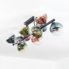 Gastor ceiling light, globe light blue, green, clear, coppery, 10-light sources