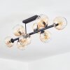 Koyoto ceiling light, globe light Amber, clear, 8-light sources