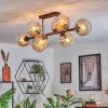 Koyoto ceiling light, globe light Amber, clear, 8-light sources