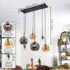 Ripoll hanging light, globe light, pendant light Amber, clear, Smoke-coloured, 6-light sources