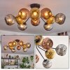 Ripoll ceiling light, globe light gold, coppery, Smoke-coloured, 10-light sources