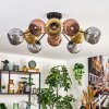 Ripoll ceiling light, globe light gold, coppery, Smoke-coloured, 10-light sources