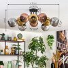 Ripoll ceiling light, globe light gold, coppery, Smoke-coloured, 10-light sources