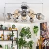 Ripoll ceiling light, globe light Amber, clear, Smoke-coloured, 10-light sources