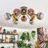 Ripoll ceiling light, globe light gold, clear, coppery, Smoke-coloured, 10-light sources