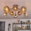 Ripoll ceiling light, globe light gold, clear, coppery, Smoke-coloured, 10-light sources