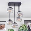 Koyoto ceiling light, globe light clear, Smoke-coloured, 5-light sources