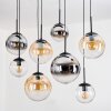 Gastor hanging light, globe light, pendant light Amber, chrome, clear, Smoke-coloured, 8-light sources