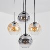 Ripoll hanging light, globe light, Cluster pendant lamp Amber, clear, Smoke-coloured, 4-light sources