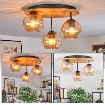 Koyoto ceiling light, globe light 40 cm Ecru, black, 3-light sources
