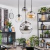 Ripoll hanging light, globe light, pendant light Amber, chrome, clear, Smoke-coloured, 4-light sources