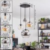 Ripoll hanging light, globe light, pendant light Amber, chrome, clear, Smoke-coloured, 4-light sources