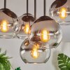 Koyoto ceiling light, globe light 45 cm chrome, clear, Smoke-coloured, 5-light sources