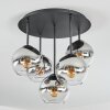 Koyoto ceiling light, globe light 45 cm chrome, clear, Smoke-coloured, 5-light sources