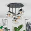 Koyoto ceiling light, globe light 45 cm chrome, clear, Smoke-coloured, 5-light sources
