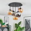 Koyoto ceiling light, globe light 45 cm Amber, chrome, Smoke-coloured, 5-light sources