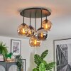 Koyoto ceiling light, globe light 45 cm Amber, chrome, Smoke-coloured, 5-light sources