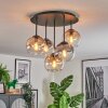 Koyoto ceiling light, globe light 45 cm Amber, clear, Smoke-coloured, 5-light sources