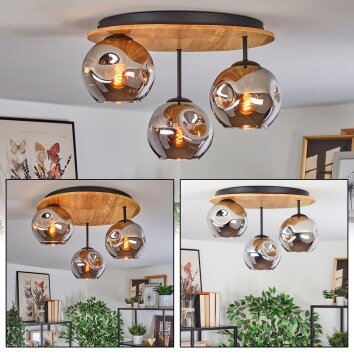 Ripoll ceiling light, globe light Ecru, black, 3-light sources