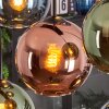 Koyoto hanging light, globe light, pendant light blue, green, coppery, 8-light sources