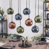 Koyoto hanging light, globe light, pendant light blue, green, coppery, 8-light sources