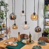 Koyoto hanging light, globe light, pendant light Amber, chrome, clear, Smoke-coloured, 6-light sources