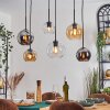 Koyoto hanging light, globe light, pendant light Amber, chrome, clear, Smoke-coloured, 6-light sources