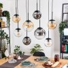 Gastor hanging light, globe light, pendant light Amber, clear, Smoke-coloured, 8-light sources