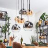 Ripoll hanging light, globe light, pendant light Amber, clear, Smoke-coloured, 6-light sources