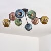 Koyoto ceiling light, globe light 85 cm blue, gold, green, coppery, 8-light sources