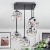 Ripoll ceiling light, globe light clear, Smoke-coloured, 5-light sources